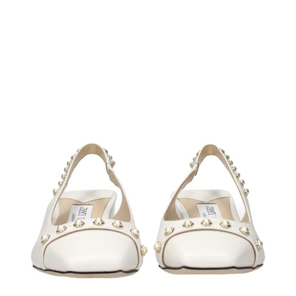 Jimmy Choo White Leather Flat Sandals