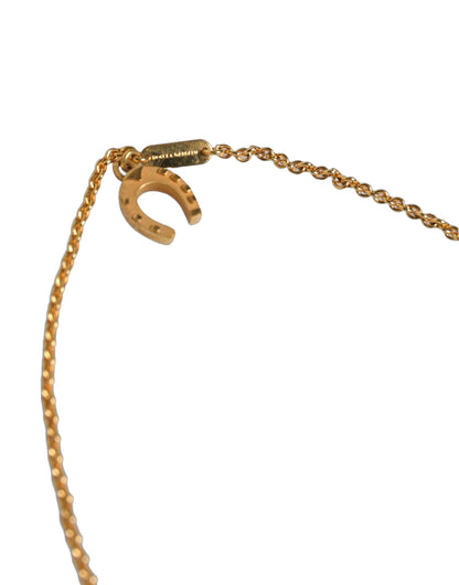 Dolce & Gabbana Gold Tone Brass Virgin Mary Medallion Pendant Necklace