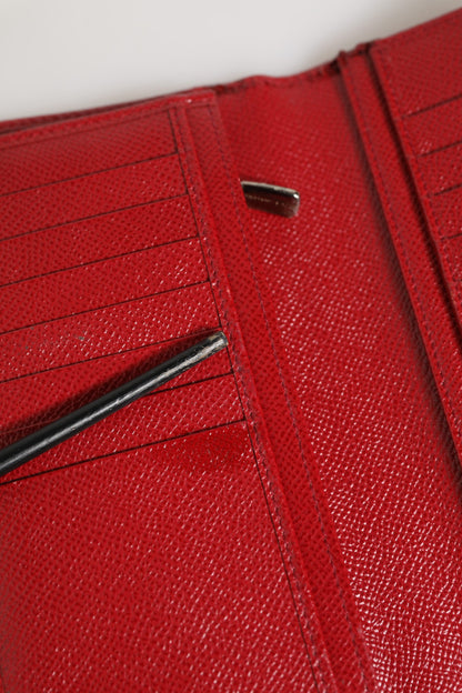 Dolce & Gabbana Red Dauphine Leather ID Men Card Holder Bifold Wallet