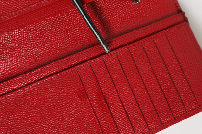 Dolce & Gabbana Red Dauphine Leather ID Men Card Holder Bifold Wallet