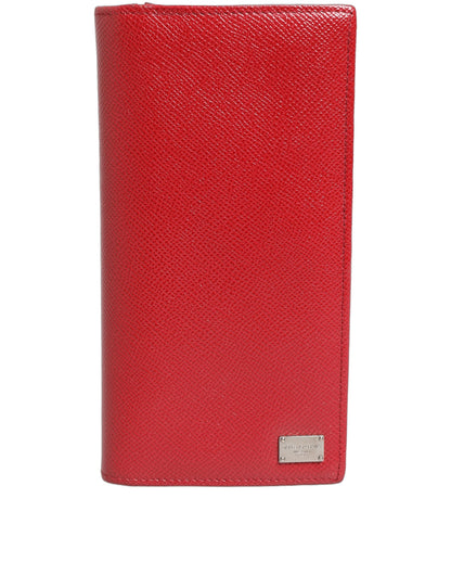 Dolce & Gabbana Red Dauphine Leather ID Men Card Holder Bifold Wallet