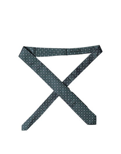 Dolce & Gabbana Dark Green Patterned Silk Adjustable Men Necktie Tie