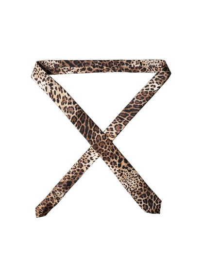 Dolce & Gabbana Brown Leopard Print Silk Adjustable Men Necktie Tie
