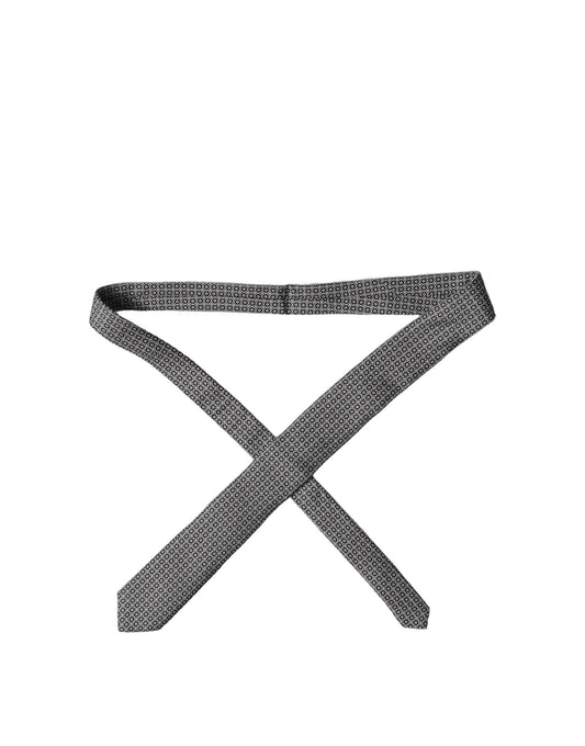 Dolce & Gabbana Black White Patterned Silk Adjustable Men Necktie Tie