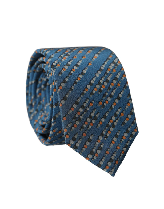 Dolce & Gabbana Blue Patterned 100% Silk Adjustable Men Tied Necktie Tie