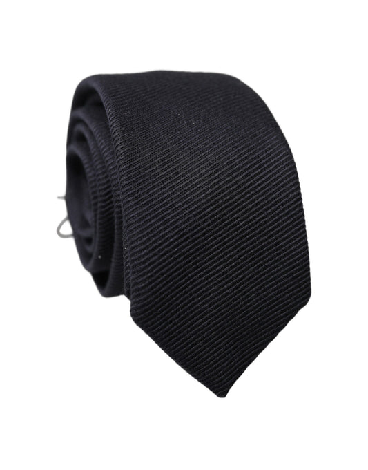 Dolce & Gabbana Black Solid 100% Silk Adjustable Men Tied Necktie Tie