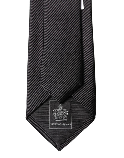 Dolce & Gabbana Black Solid 100% Silk Adjustable Men Tied Necktie Tie
