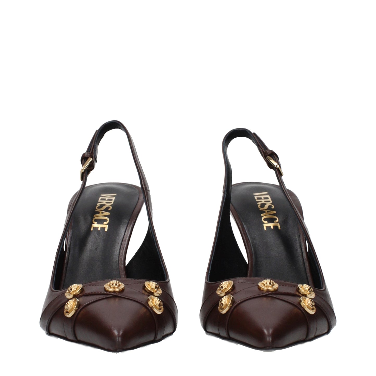 Versace Brown Leather High Heel Pumps