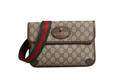 Gucci Supreme Monogram Neo Vintage Web Belt Bag Brown