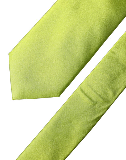 Dolce & Gabbana Neon Green Silk Satin Wide Adjustable Men Necktie Tie