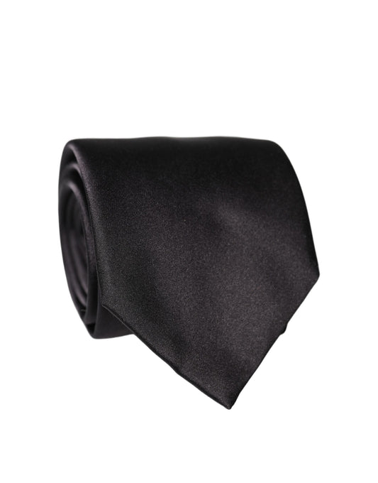 Dolce & Gabbana Black Satin 100% Silk Adjustable Women Tied Necktie Tie