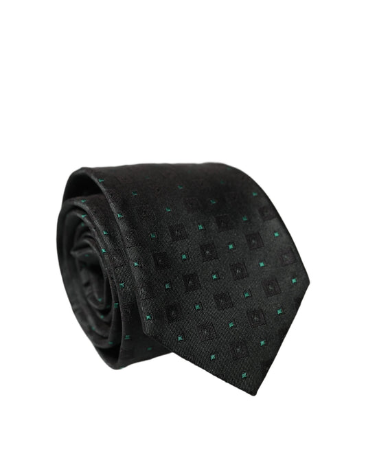 Dolce & Gabbana Black Geometric Silk Adjustable Men Tied Necktie Tie