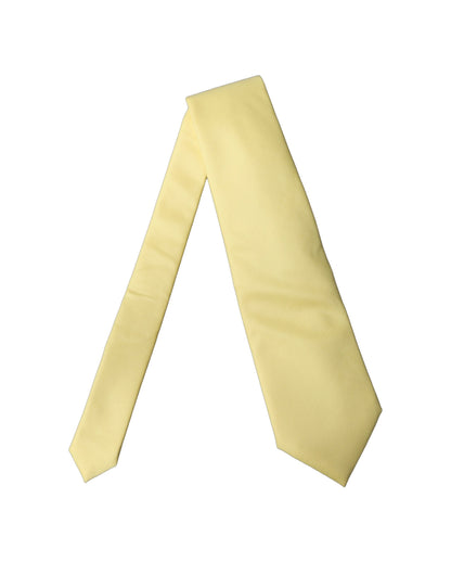 Dolce & Gabbana Yellow Solid Satin Silk Adjustable Women Tied Necktie Tie