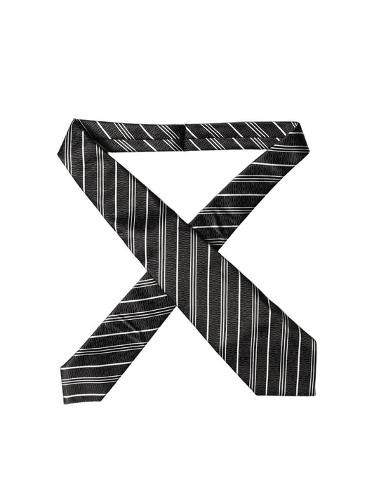 Dolce & Gabbana Black White Stripes Silk Adjustable Women Necktie Tie