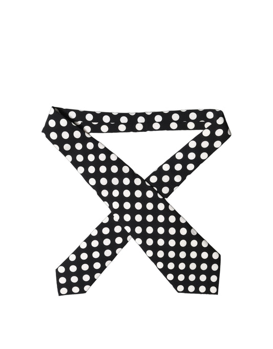 Dolce & Gabbana Black White Polka Dot Silk Adjustable Women Necktie Tie