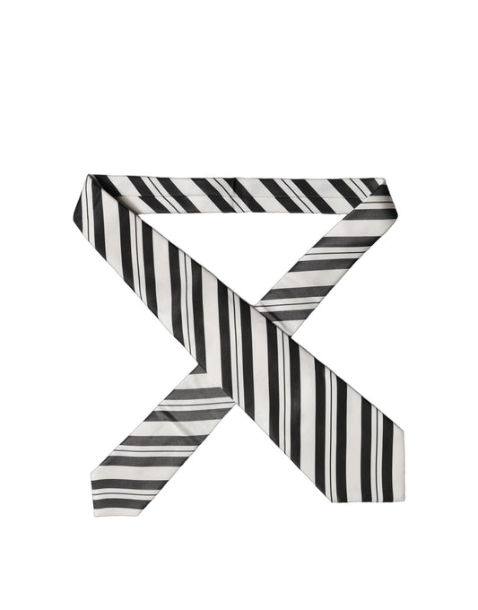 Dolce & Gabbana Black White Stripes Silk Adjustable Women Necktie Tie