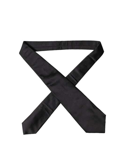 Dolce & Gabbana Black Satin Silk Blend Adjustable Women Tied Necktie Tie