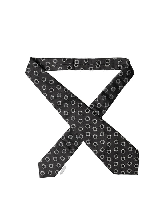 Dolce & Gabbana Black White Polka Dot Silk Adjustable Women Necktie Tie