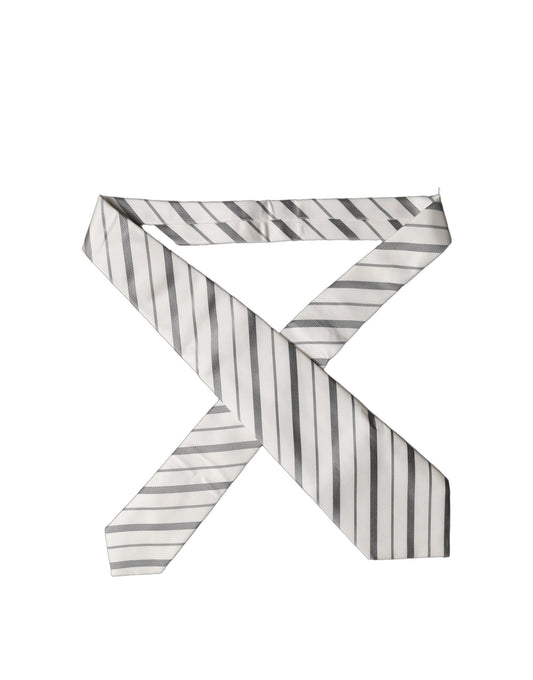 Dolce & Gabbana Black White Stripes Silk Adjustable Women Necktie Tie