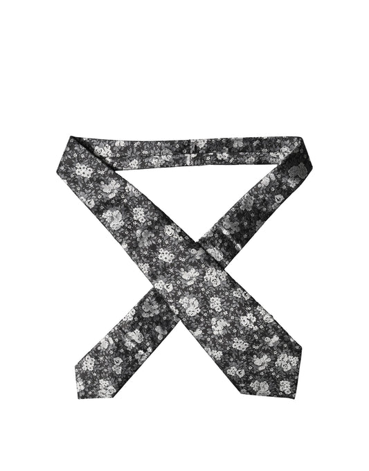 Dolce & Gabbana Black White Floral Silk Adjustable Women Necktie Tie