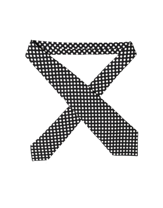 Dolce & Gabbana Black White Polka Dot Silk Adjustable Women Necktie Tie