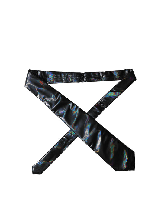 Dolce & Gabbana Black Iridescent Silk Adjustable Women Tied Necktie Tie