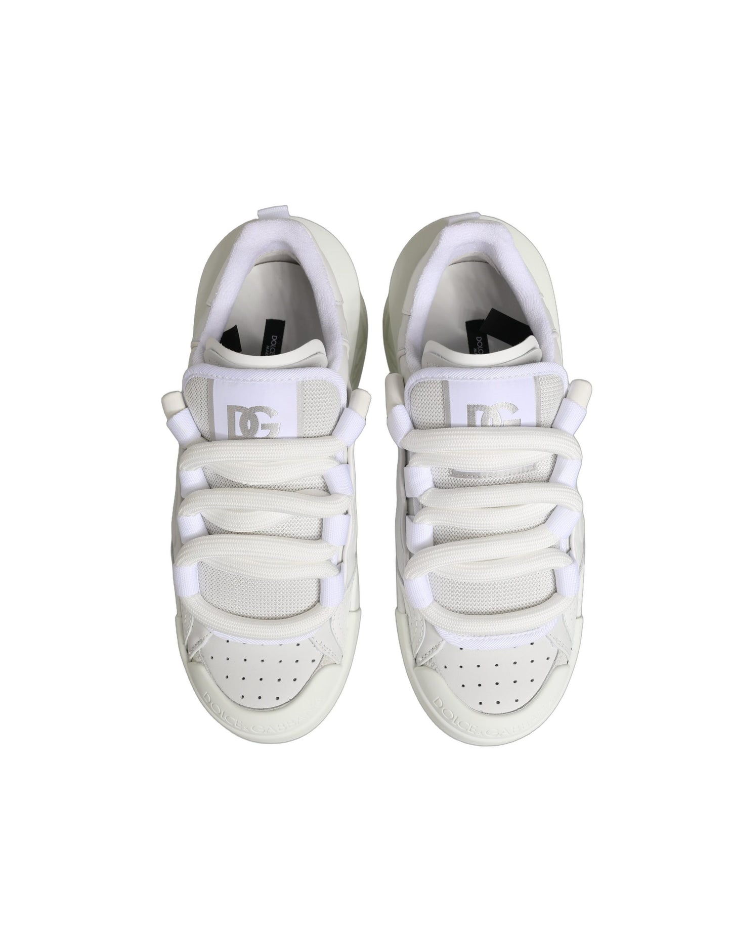 Dolce & Gabbana White Calfskin Leather Low Top Sneakers Shoes