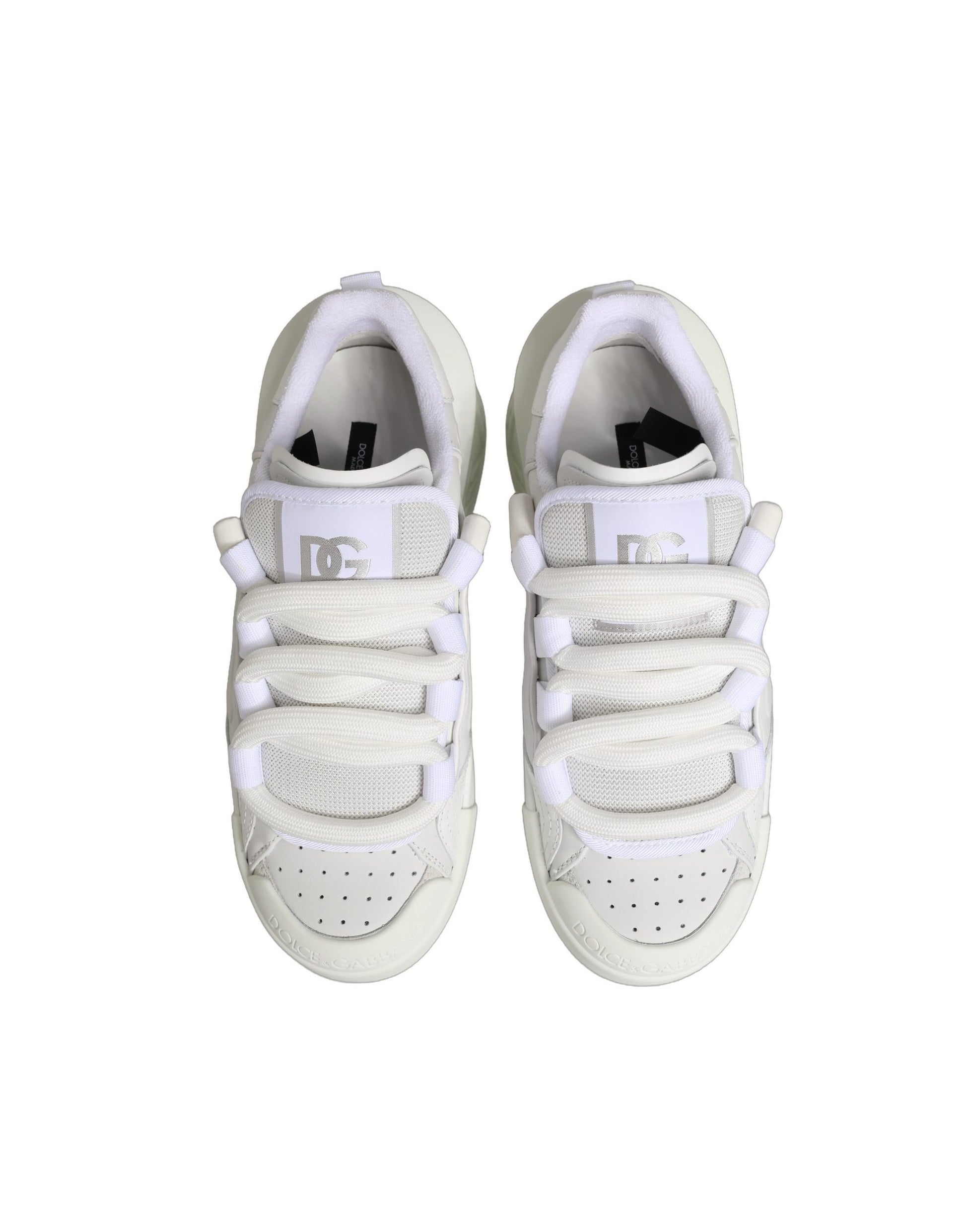 Dolce & Gabbana White Calfskin Leather Low Top Sneakers Shoes