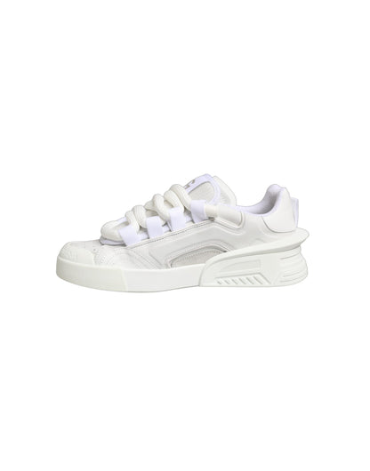 Dolce & Gabbana White Calfskin Leather Low Top Sneakers Shoes