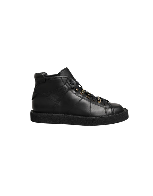 Dolce & Gabbana Black Leather Lace Up Men Ankle Boots Shoes