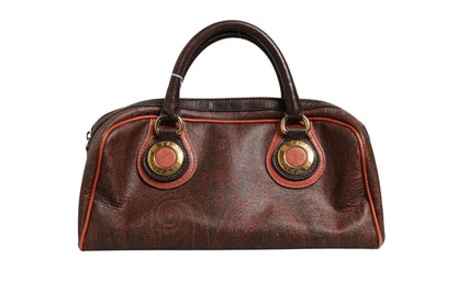 Etro Pattern red, brown, gold canvas duffel bag