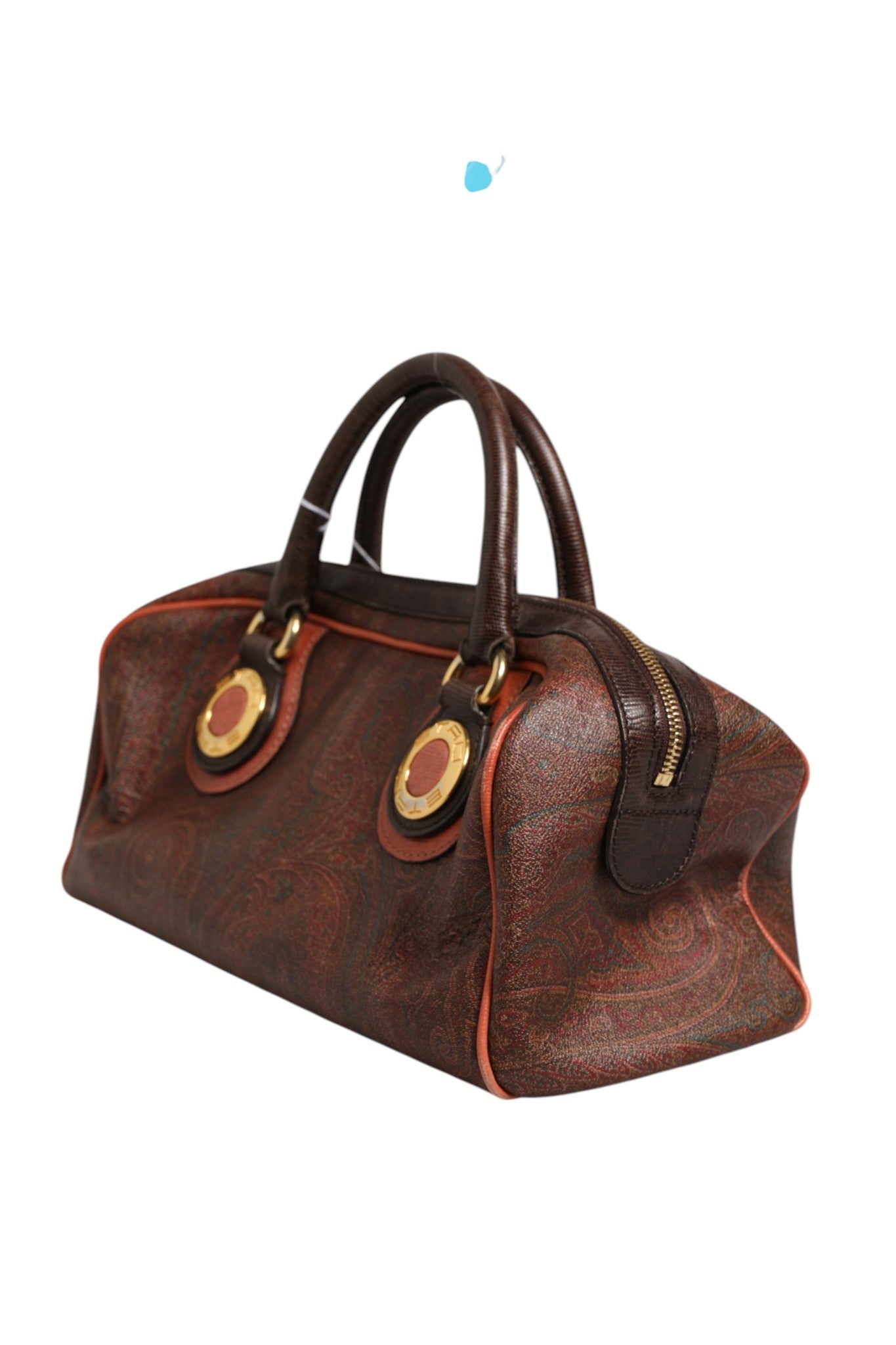 Etro Pattern red, brown, gold canvas duffel bag