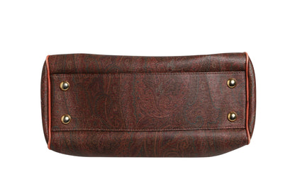 Etro Pattern red, brown, gold canvas duffel bag
