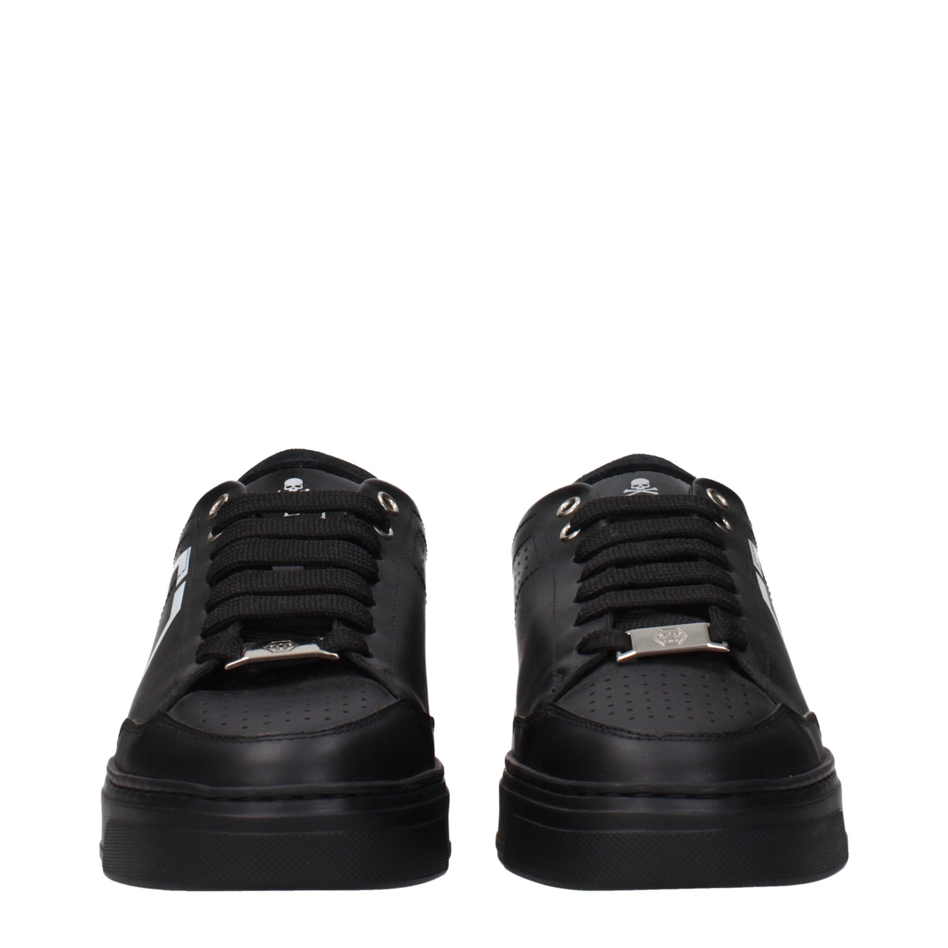 Philipp Plein Black Leather Low Top Sneakers