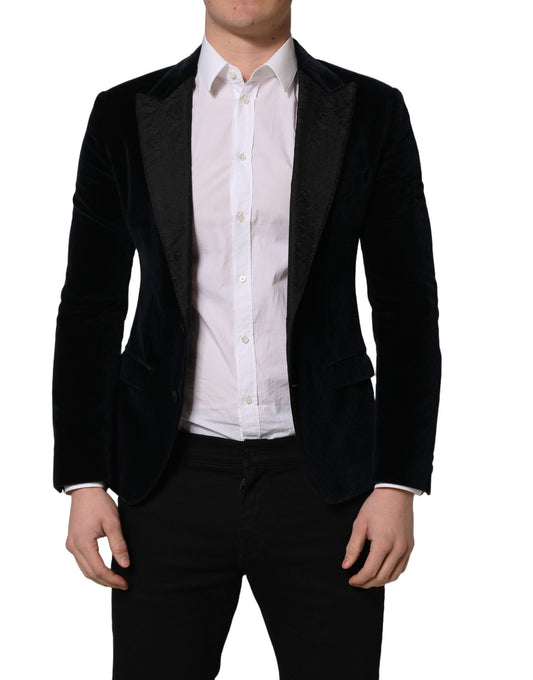 Dolce & Gabbana Black Cotton Single Breasted Jacket Blazer