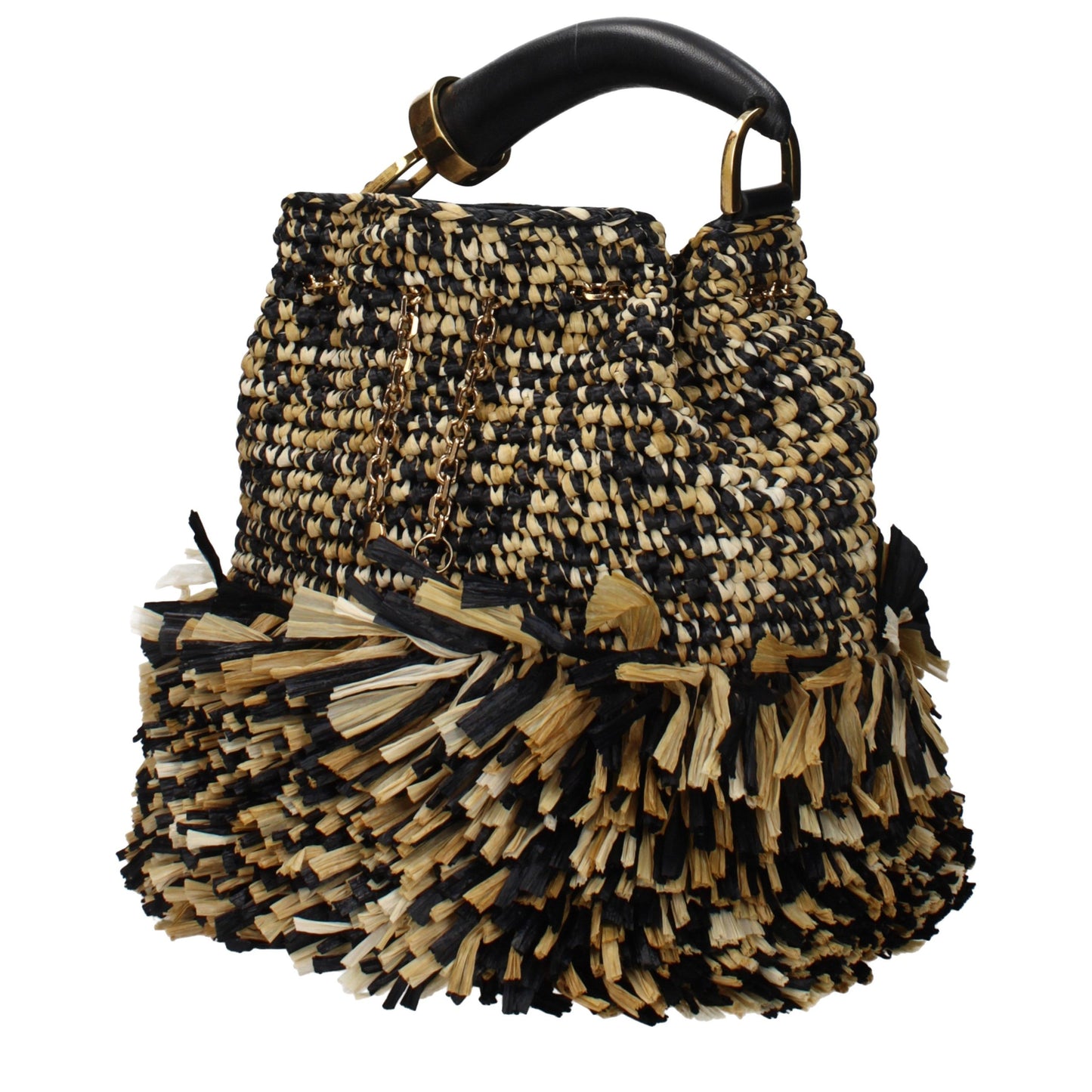 Roberto Cavalli Beige Raffia Handbag