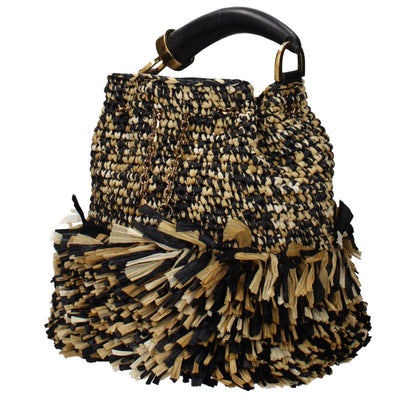 Roberto Cavalli Beige Raffia Handbag