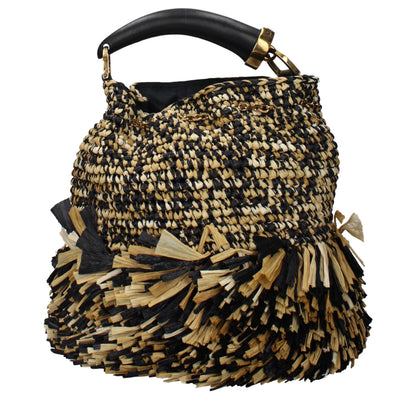 Roberto Cavalli Beige Raffia Handbag