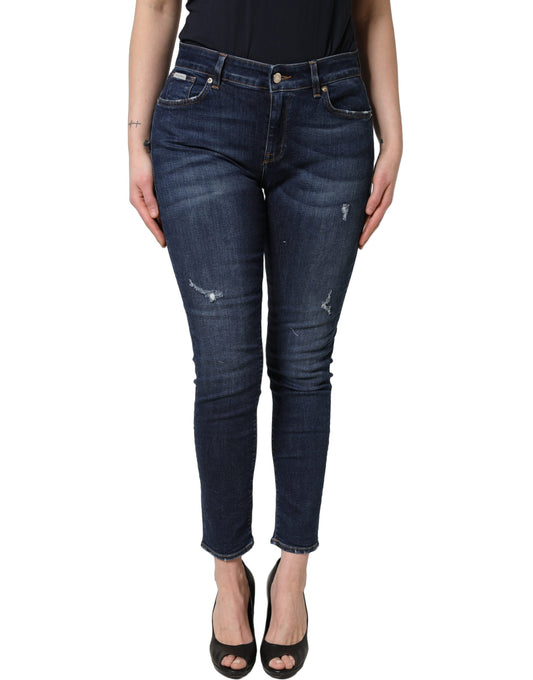 Dolce & Gabbana Blue Distressed Skinny Cotton Denim Jeans