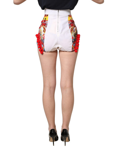 Dolce & Gabbana Multicolor Brocade Jewelled High Waist Hotpants Skirt