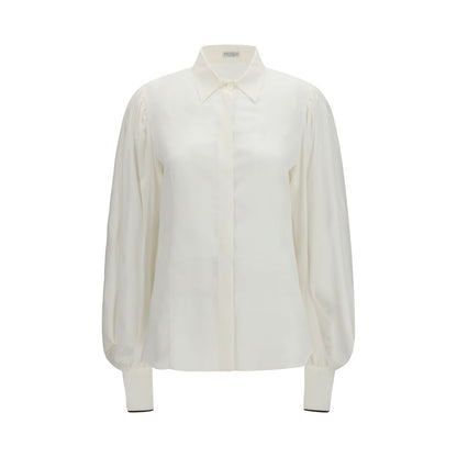 Brunello Cucinelli White Silk Blouse