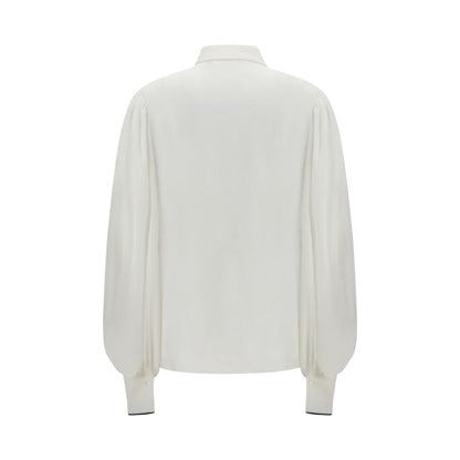 Brunello Cucinelli White Silk Blouse