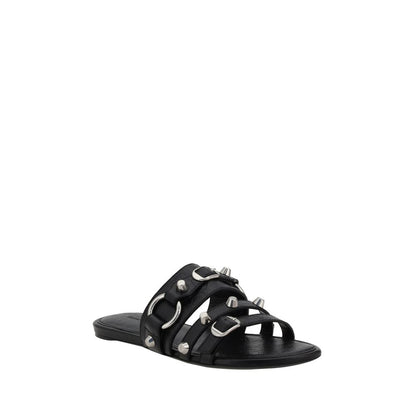 Balenciaga Black Lamb Ovis Aries Aries Flat Sandals