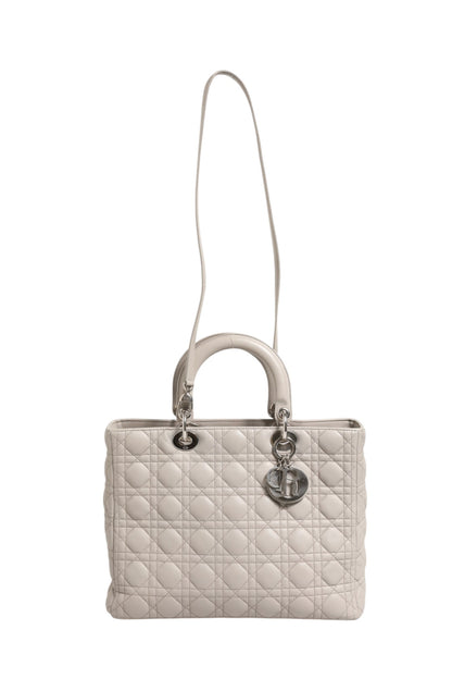 Christian Dior Lady Dior Large Grey Cannage Lambskin Bag