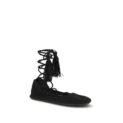Alanui Black Recycled Polyester Ballet Flats