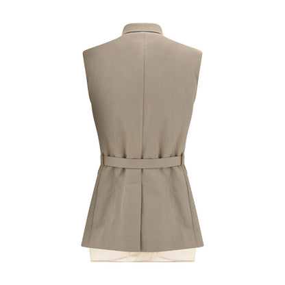 Brunello Cucinelli Beige Cotton Sleveless Jacket