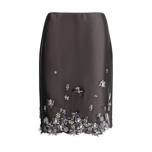 Prada Gray Silk Midi Skirt