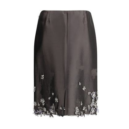 Prada Gray Silk Midi Skirt