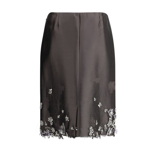 Prada Gray Silk Midi Skirt