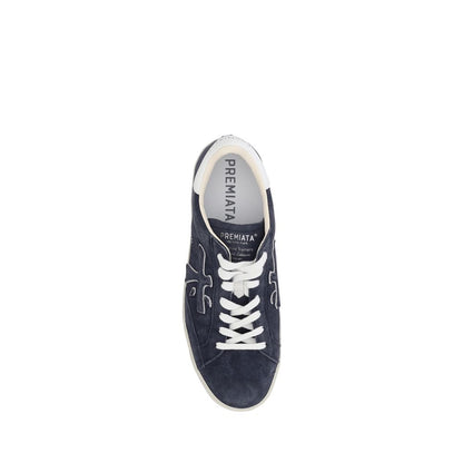 Premiata Blue Calf Leather Bos Taurus Low Top Sneakers